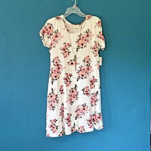 Bobbie Brooks Women’s Summer Dress Knee Length Soft Pink Floral Boho Size Medium